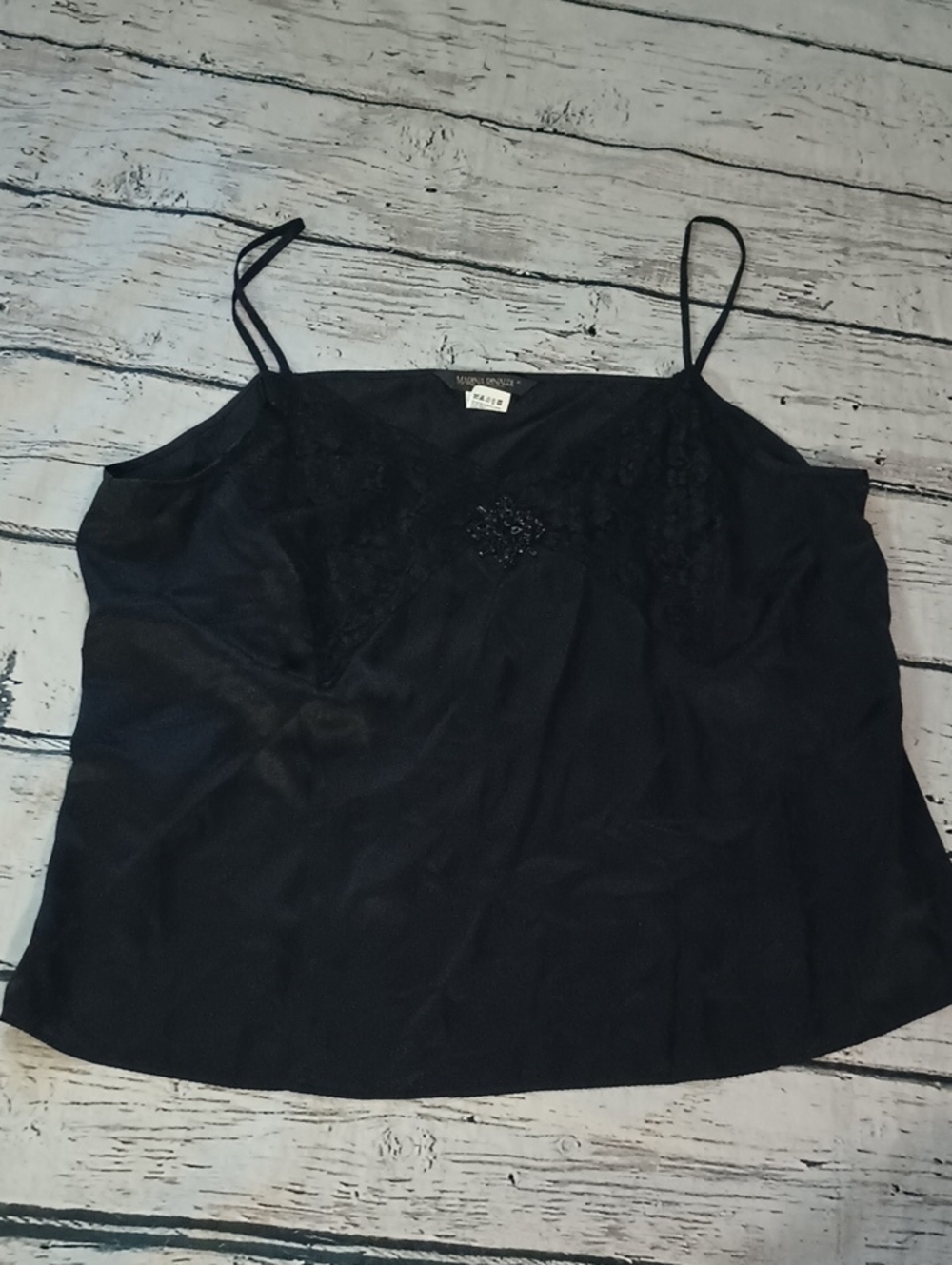 Marina Rinaldi Black Lace Trim Beaded Silk Cami 31 22W